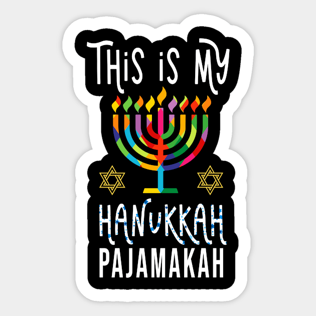 This is My Hanukkah Pajamakah Menorah Hanukkah Sticker by elillaa